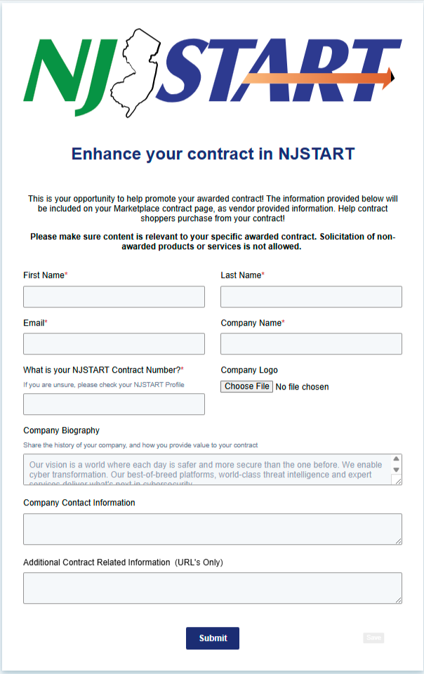 NJSTART Marketplace Form Image
